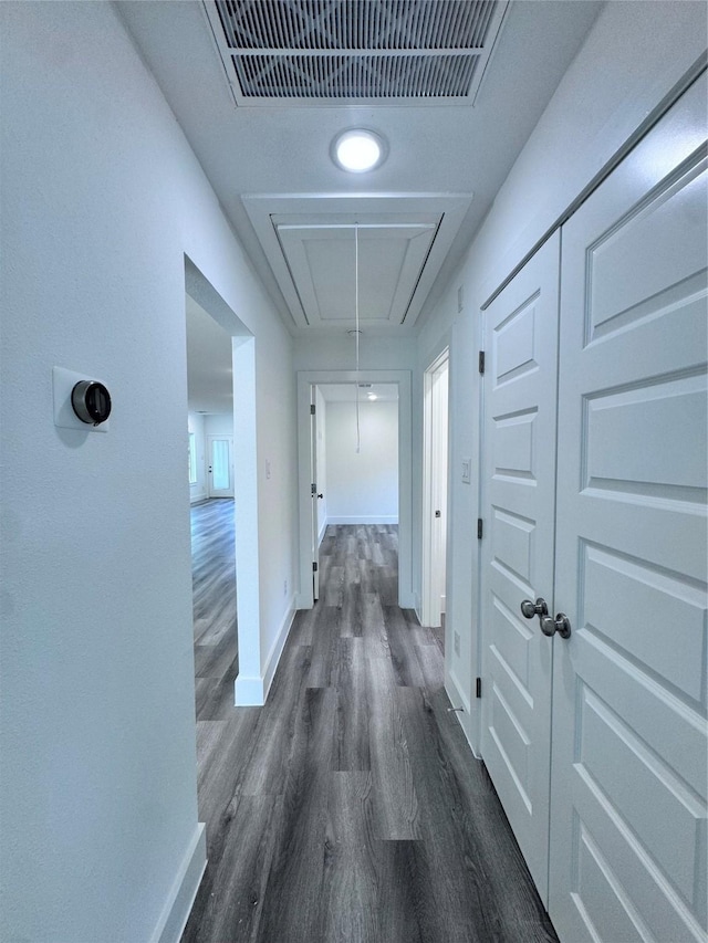 hall featuring dark hardwood / wood-style flooring