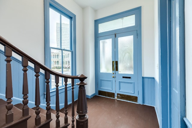 entryway featuring dark wood-type flooring