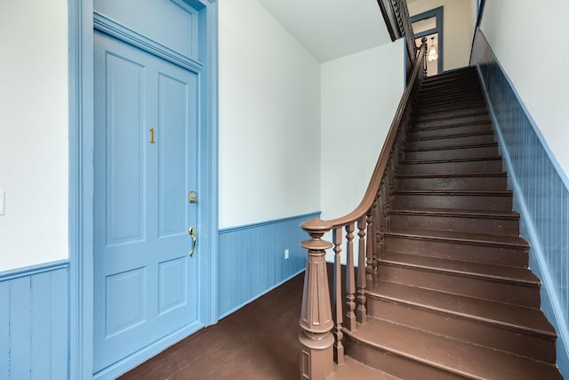 stairs with wooden walls