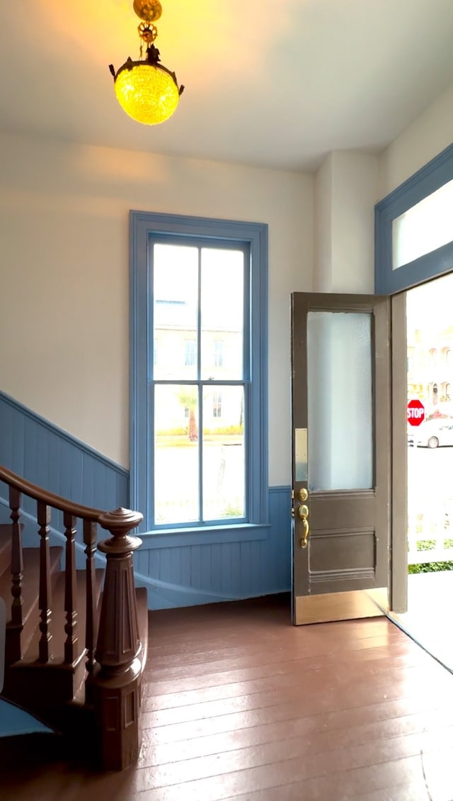 doorway featuring wood-type flooring