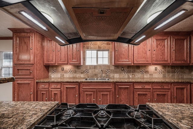 kitchen featuring decorative backsplash, sink, and plenty of natural light