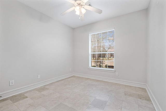 spare room featuring ceiling fan