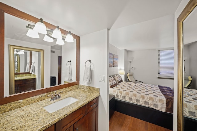 interior space featuring wood-type flooring and sink