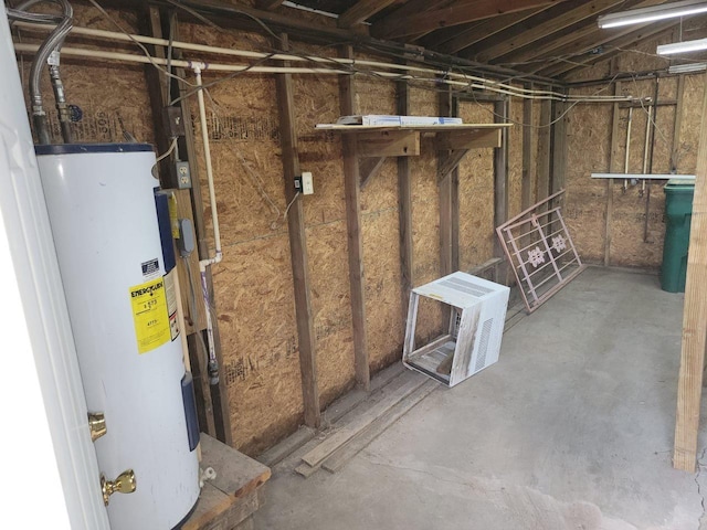 basement featuring water heater