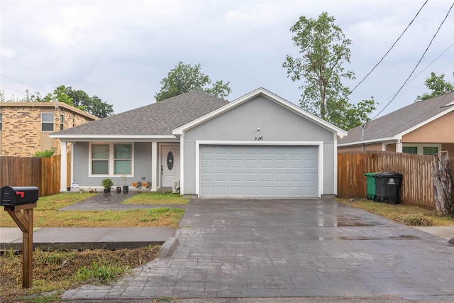 view of front facade with a garage