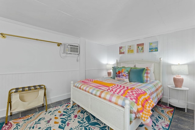 bedroom featuring a wall unit AC