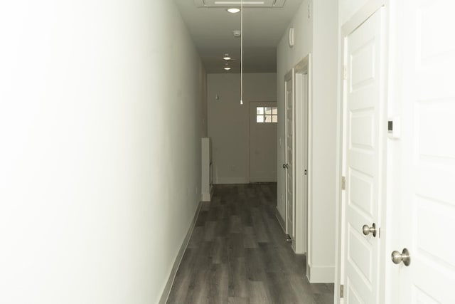 hallway featuring dark hardwood / wood-style flooring