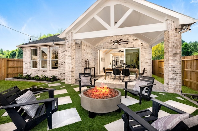 view of patio / terrace featuring ceiling fan