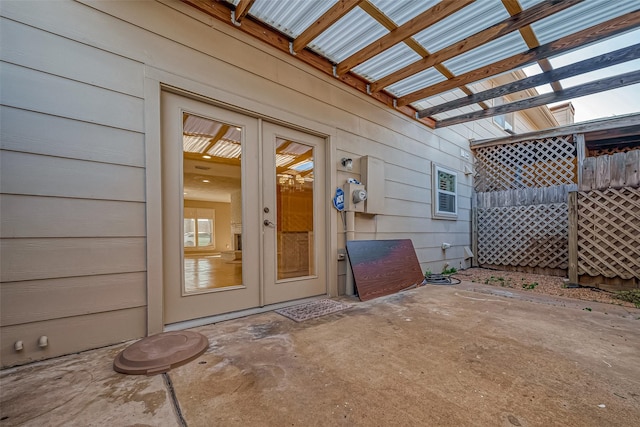 view of patio / terrace featuring french doors