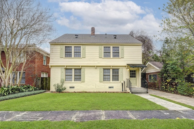 view of front of house with a front lawn