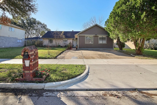 ranch-style house with a front lawn