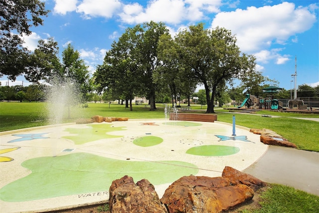 view of community featuring a yard and a playground