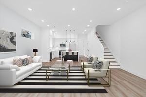 living room with hardwood / wood-style floors