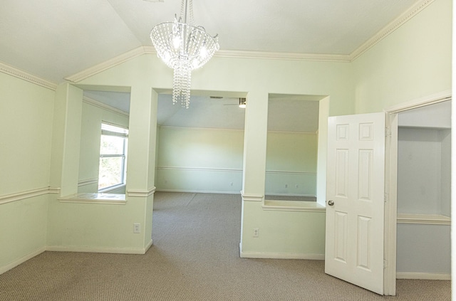 unfurnished room featuring light colored carpet and ornamental molding