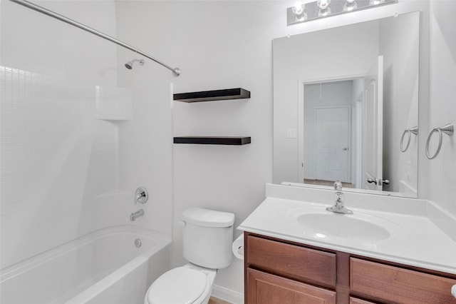 full bathroom with vanity, toilet, and shower / bath combination