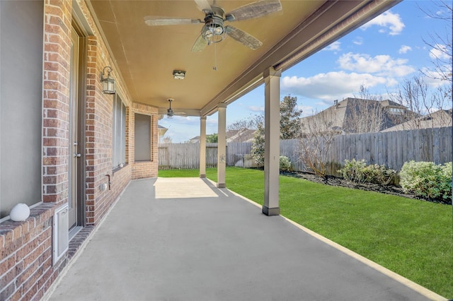 view of patio with ceiling fan