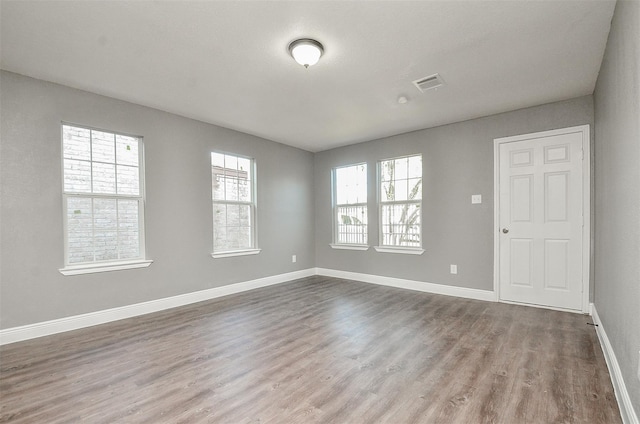 empty room featuring wood-type flooring and plenty of natural light