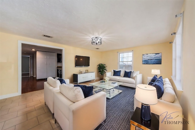 view of tiled living room