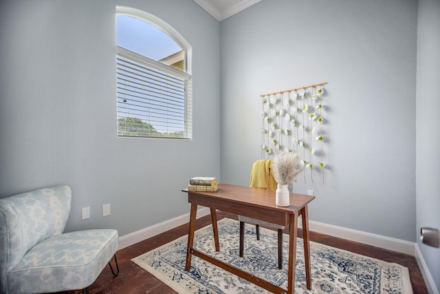 office space featuring crown molding and plenty of natural light