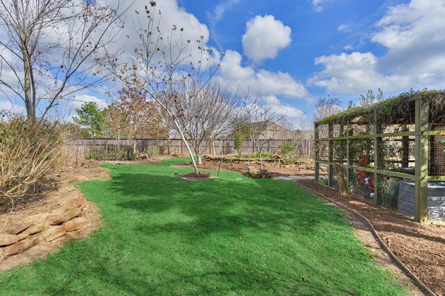 view of yard featuring a fenced backyard