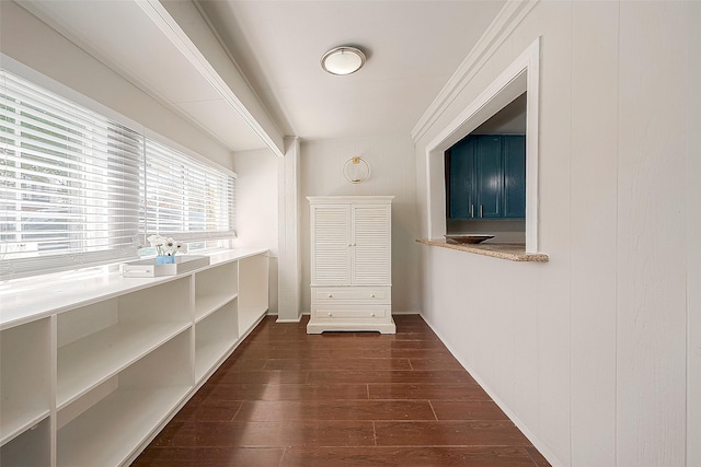 hallway featuring dark hardwood / wood-style floors