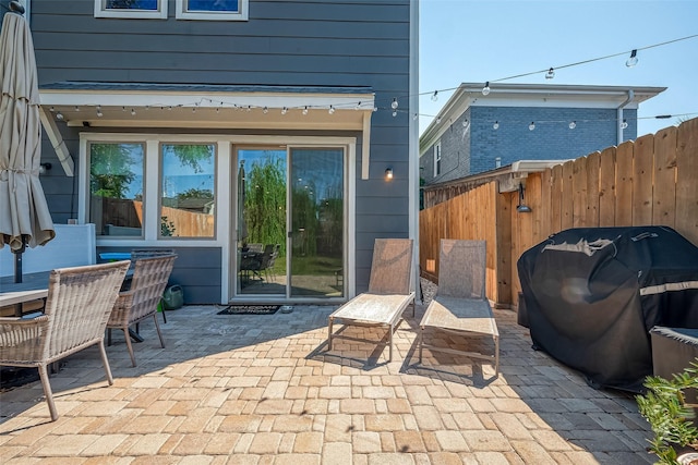 view of patio with area for grilling