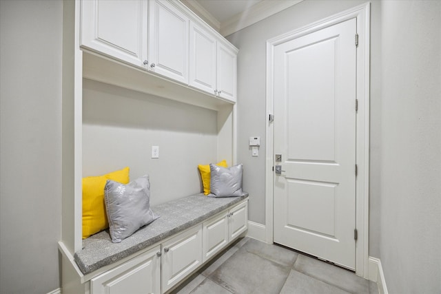 mudroom with crown molding