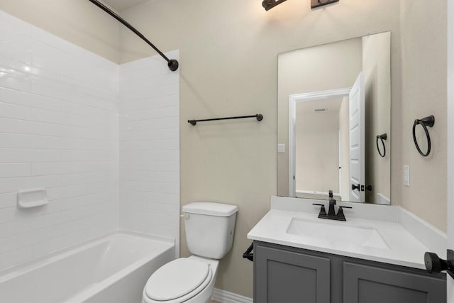 full bathroom featuring vanity, shower / bath combination, and toilet