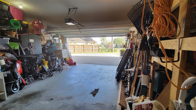 garage with a garage door opener