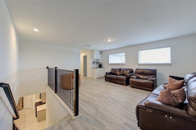 living room with light wood-type flooring