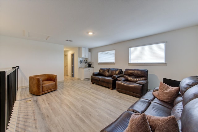 living room featuring light hardwood / wood-style flooring