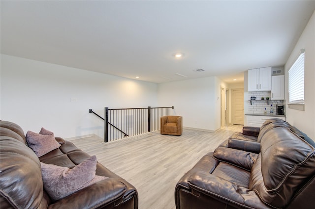 living room with light wood-type flooring