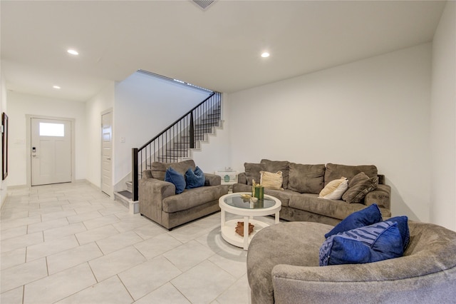 view of tiled living room