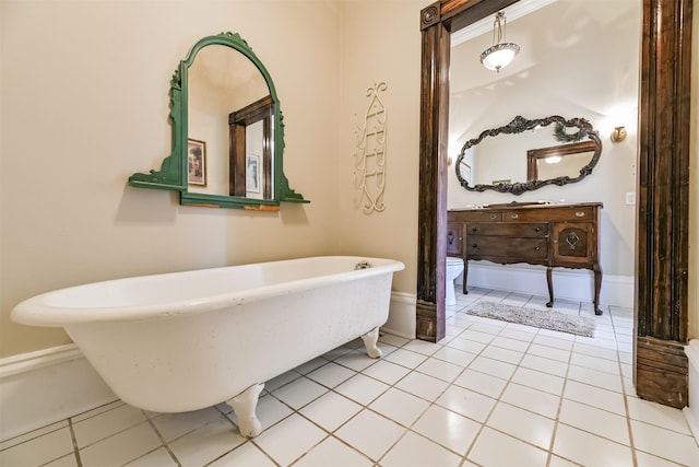 bathroom featuring a bathing tub and tile patterned floors