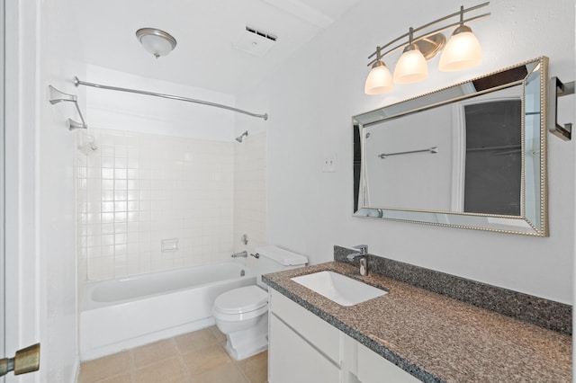 full bathroom with vanity, toilet, and tiled shower / bath