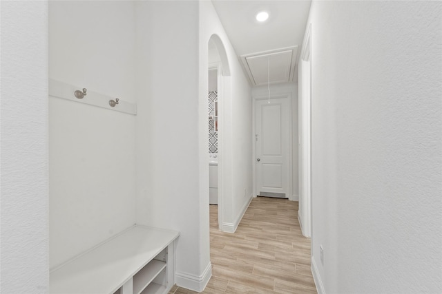 mudroom featuring light hardwood / wood-style flooring