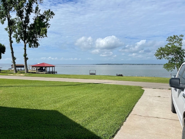 water view with a gazebo