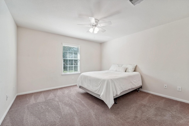 bedroom featuring carpet flooring and ceiling fan