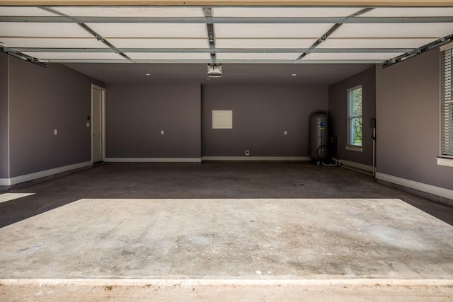 garage featuring water heater