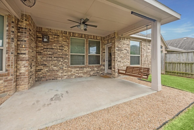 view of patio with ceiling fan