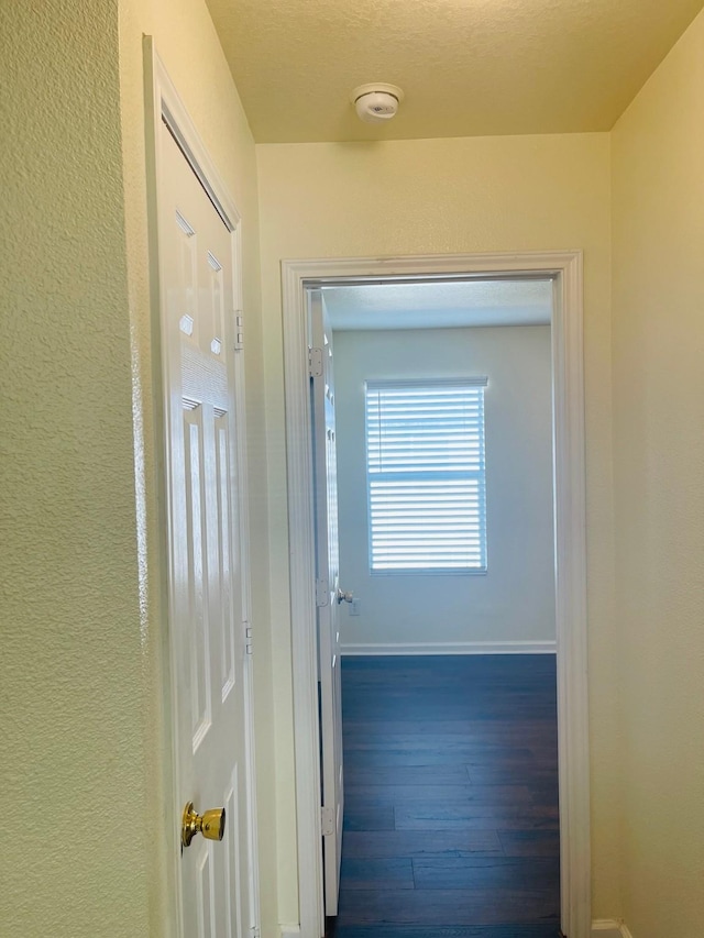 hall with dark wood-type flooring