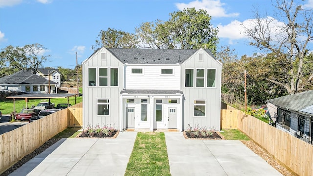 view of modern inspired farmhouse