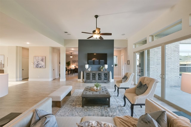 living room with light wood-type flooring