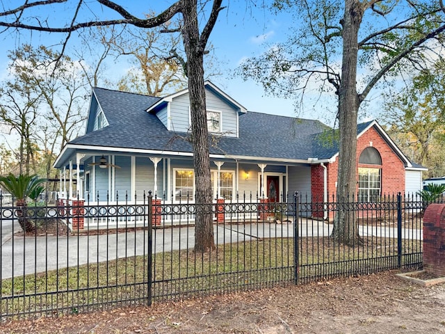 farmhouse inspired home with a porch