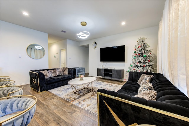 living room with wood-type flooring