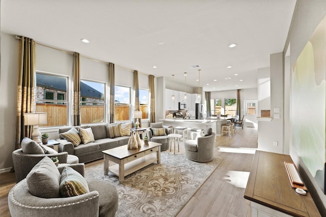 living room featuring light hardwood / wood-style flooring