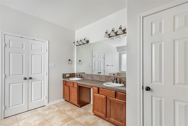 bathroom with tile patterned floors and vanity