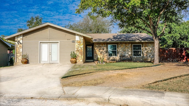 view of single story home