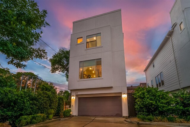 contemporary home with a garage