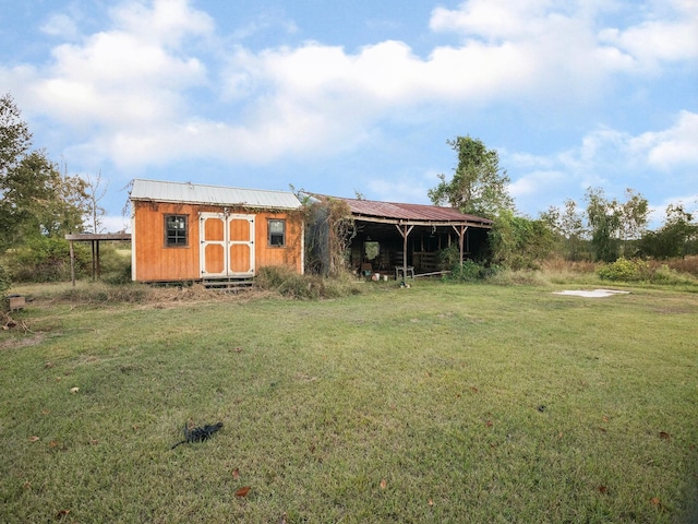 exterior space with an outbuilding